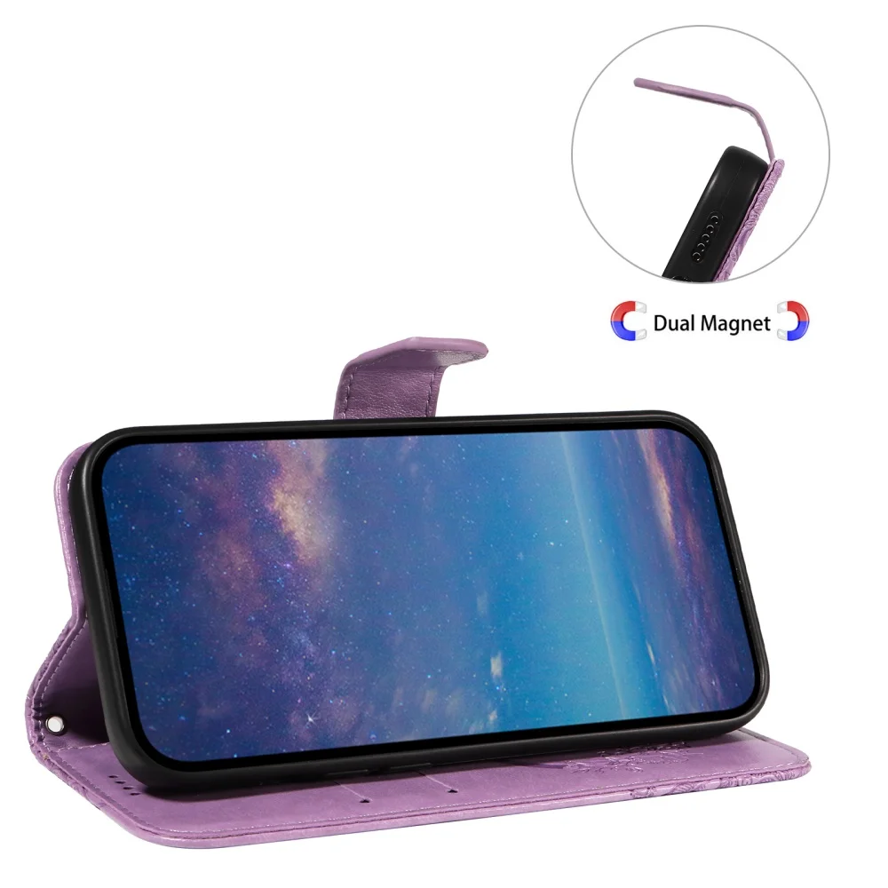 Luxury Leather Flip Wallet Phone Case with Card Holder and Protective Cover