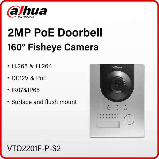 Dahua 170° Fisheye Video Intercom 2MP HD Colorful VTO Monitor Outdoor Smart Home PoE Digital Doorbell Camera SIP VTO2201F-P-S2 1