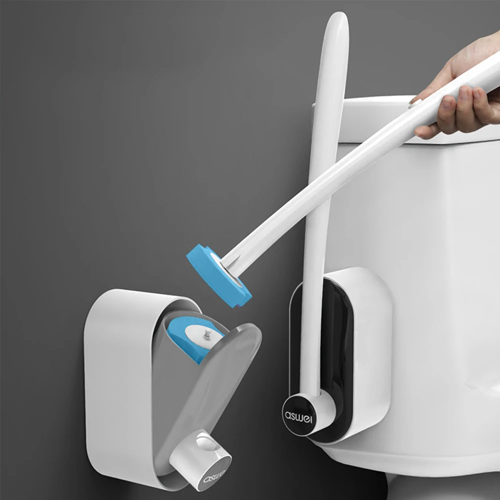 

Wall-Mounted Disposable Toilet Brush with Cleaning Liquid Bathroom Cleaning Disposable Brush Head Household Cleaning Tool