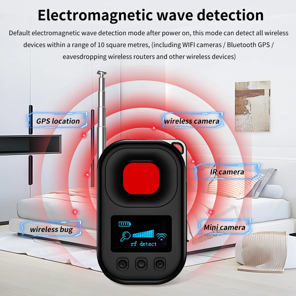 T03 Camera Detector, Infrared Anti-theft Camera, GPS Anti-positioning, Shock Alarm, Multi-function Screen Display Detector