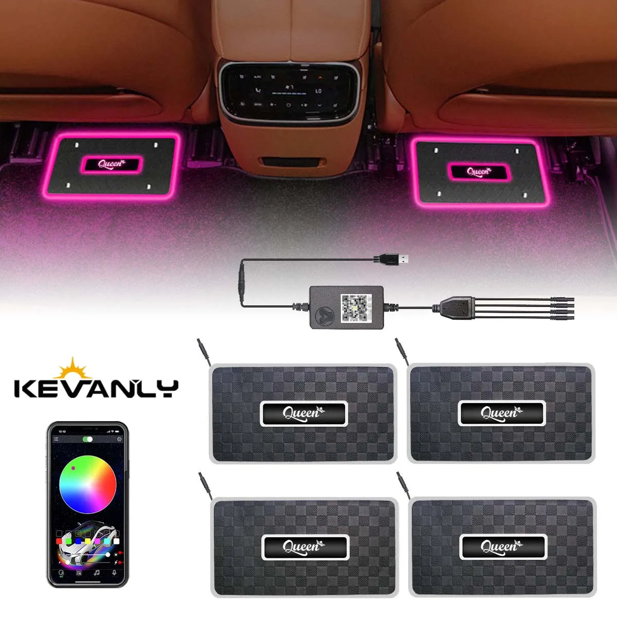 Customisation 2/4 in1 Symphony 213 Colors Led Car Ambient Lights App Wirele Control RGB Led car interior light For car foot mats