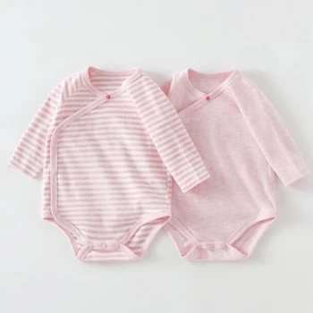 2 pezzi neonata body manica lunga cotone a righe tinta unita primavera autunno inverno neonato pagliaccetto unisex vestiti appena nati