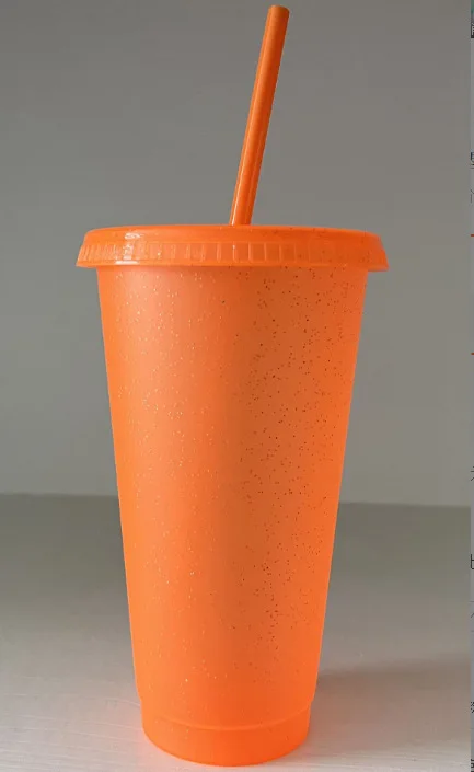thumbnail image 1 of Botella de agua de 710/500 ml con tapa de pajita, de plástico, reutilizable, personalizada, para beber café, con pajitas, 1 of 5