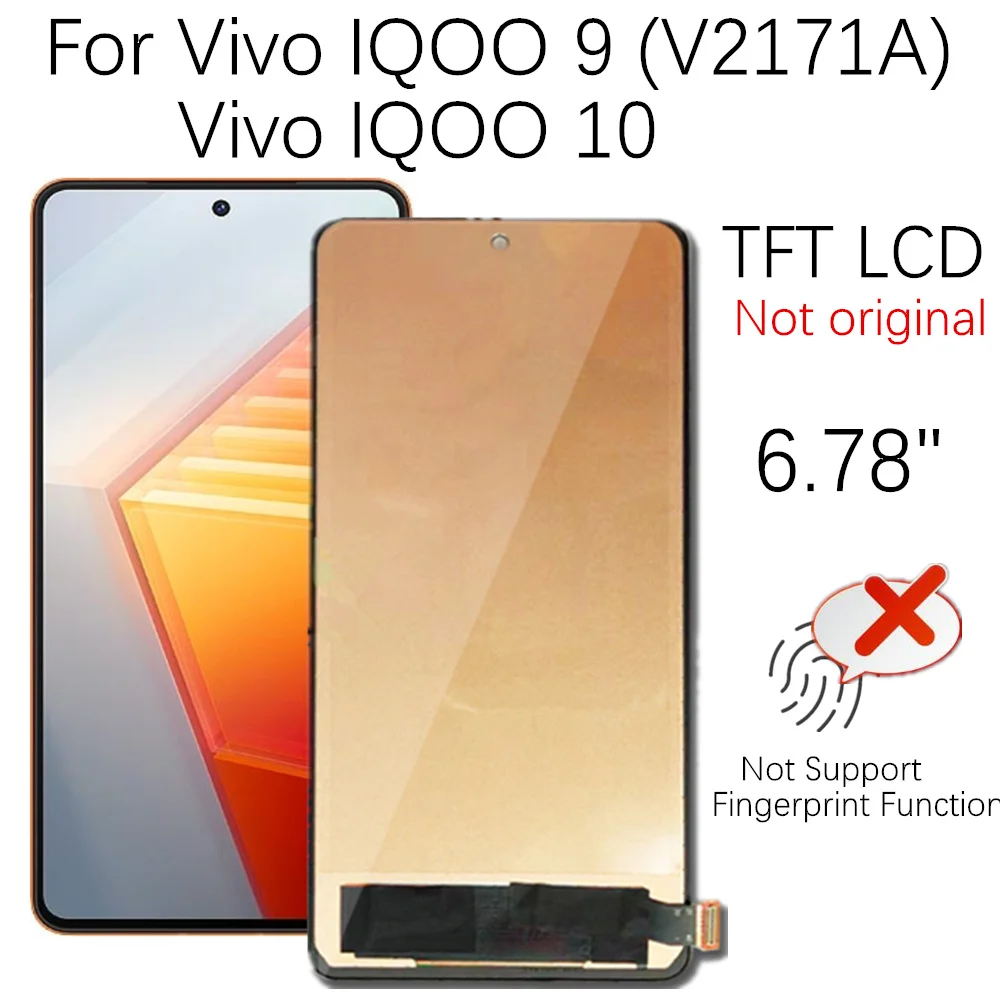 

6.78" TFT LCD For Vivo IQOO 9 V2171A LCD Display Touch Screen Assembly Replacement Accessory For VIVO IQOO 10