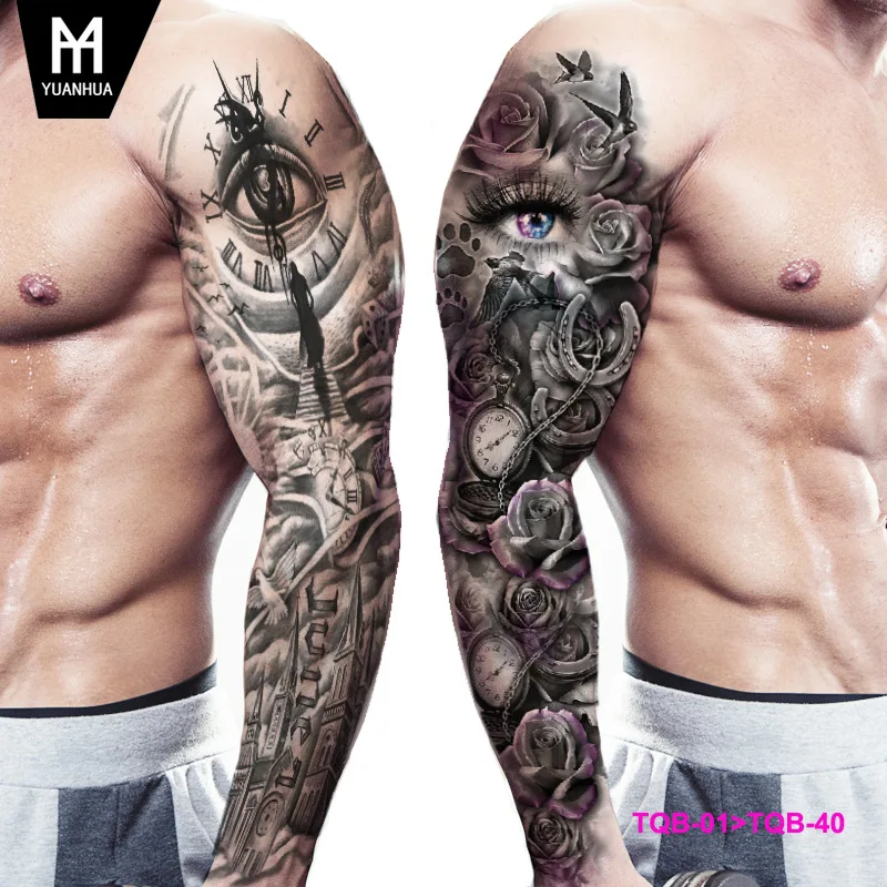 

Fashion Hot Selling Full Arm One Time Tattoo Stickers Jesus Goddess Lions and Crowns Waterproof Tattoo Stickers for Boys & Girls