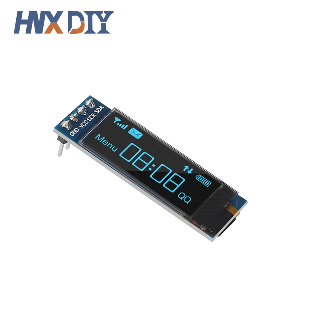 1-10pcs 0.91 Inch 128x32 IIC I2C White / Blue OLED LCD Display DIY Module SSD1306 Driver IC DC 3.3V 5V for arduino 4