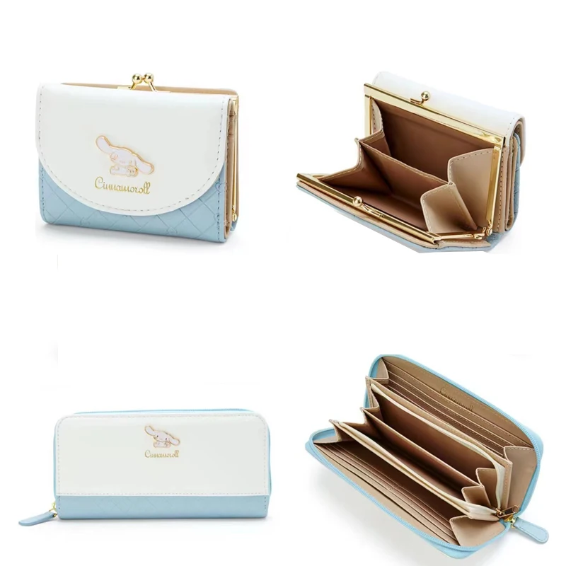 Sanrio Wallet Cartoon Cinnamoroll Zipper 2 Folding Card Bag Female Coin Purse