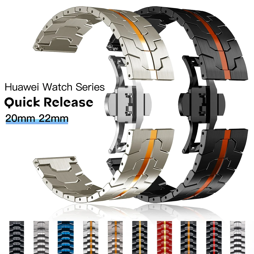 Bracelet de rechange en métal pour montre Huawei, bracelet en acier inoxydable, bracelet sans espace, GT4, GT3, Pro 3, 2, 42mm, 46mm, 22mm