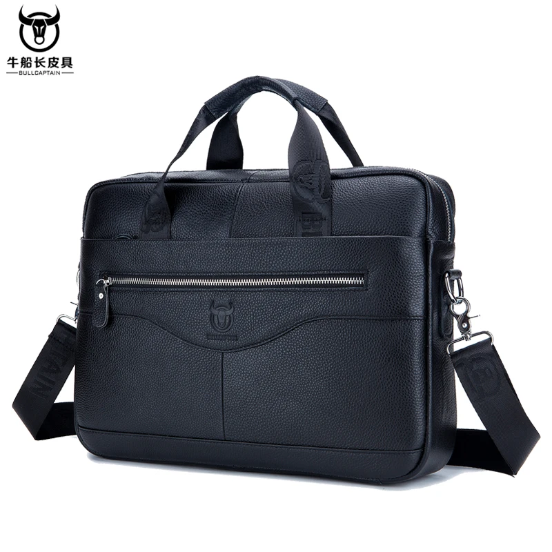 BULLCAPTAIN Aktentasche Schulter Messenger Bags Herren Echtleder 14-Zoll Laptoptasche Herren Aktentasche Büro Business Handtasche