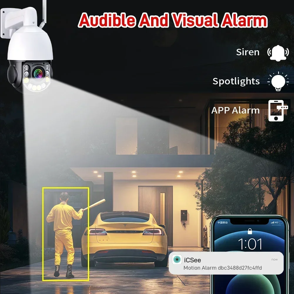 8MP 4K PTZ Telecamera IP Wifi 50X Zoom CCTV Esterna AI Allarme Umano Onvif Speed Dome Cam 120M IR Distanza Telecamera di Sorveglianza iCSee - immagine 3