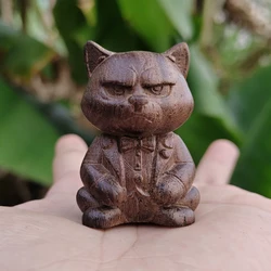 Hand - Carved Wooden Cat Figurine - Modern Abstract Ornament for Creative Decor & Gifts (1Pc)