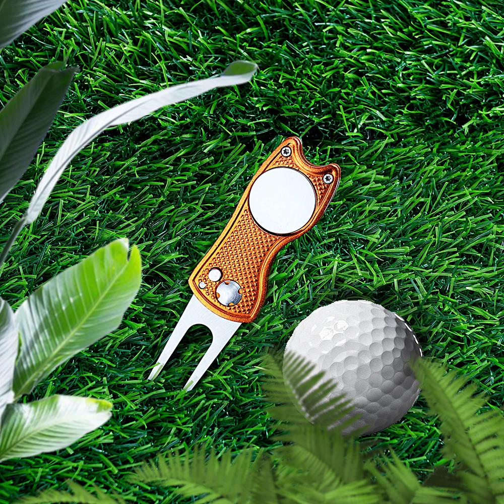 Metal Foldable Golf Divot Repair Tool Golf Ball Marker golf ball mark,golf training accessories,golf divot repair tool