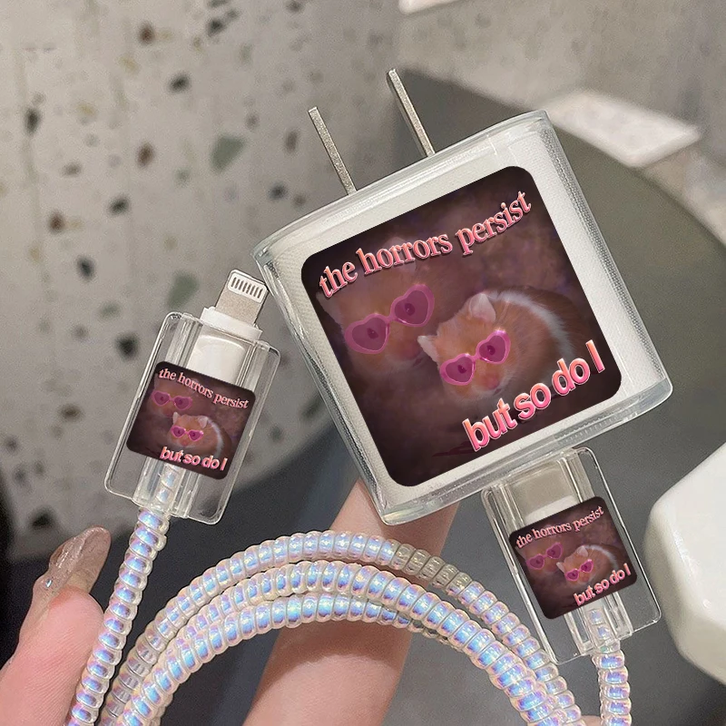 Popular Fun Meme Im Just A Girl Sad Hamster Case for IPhone 15 14 13 Pro Max 1820W Charger&Charging Protector Data Wire Winder