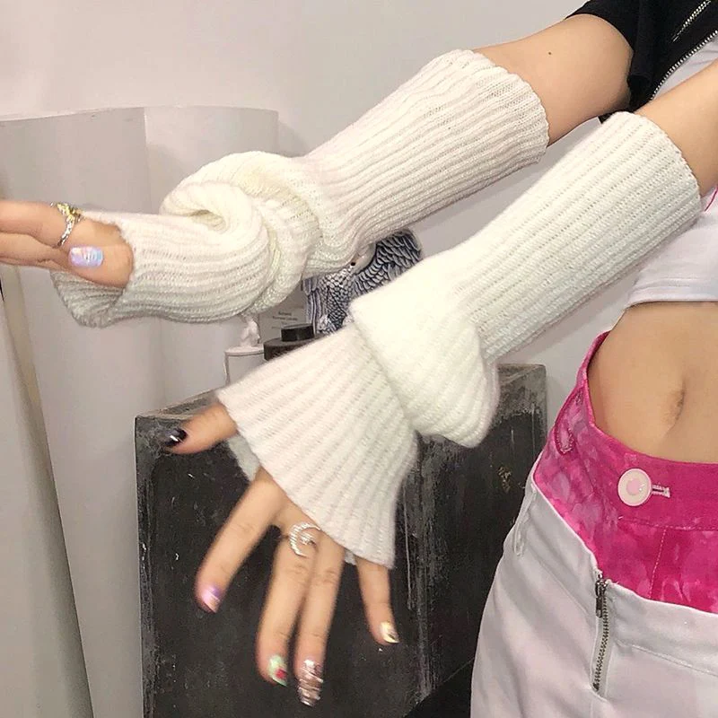 Fingerless Gloves 40cm Arm Sleeves Japanese for Women Winter,fingerless gloves,half finger gloves