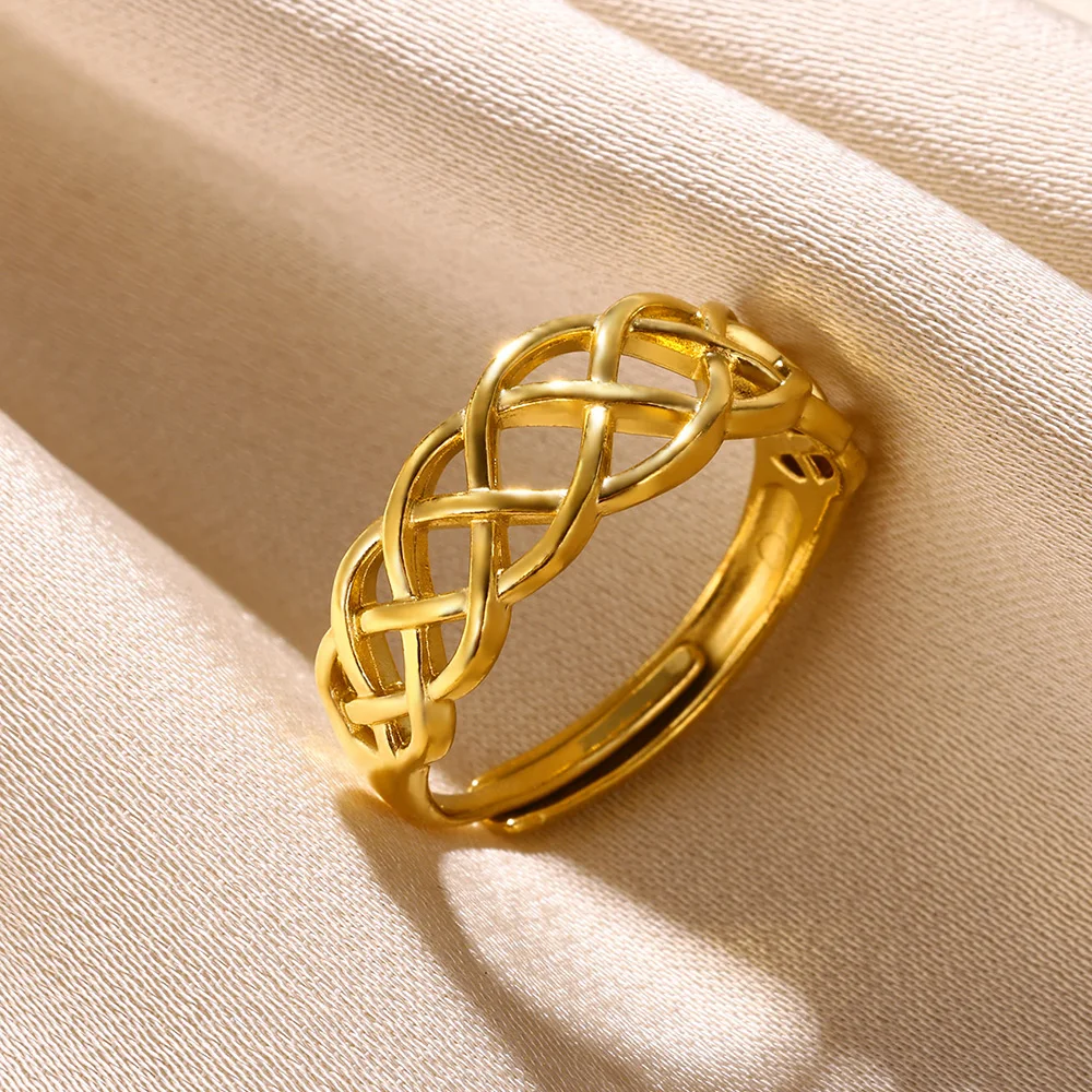 Stainless Steel Rings for Women Gold Color Couple Jewelry Aesthetic Accessorie Adjustable Punk Embossed Hollow Ring finger ring stainless steel ring couples rings adjustable rings gold color rings opening ring