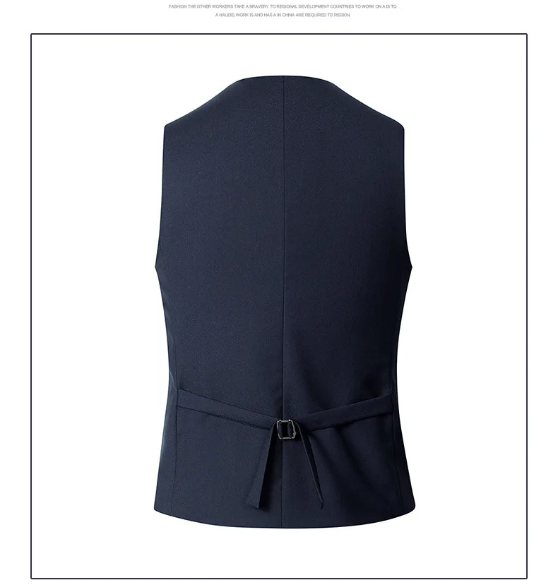 Elegant gentleman slim suit waistcoat men's vest gray black navy blue casual fashion V-neck work style
