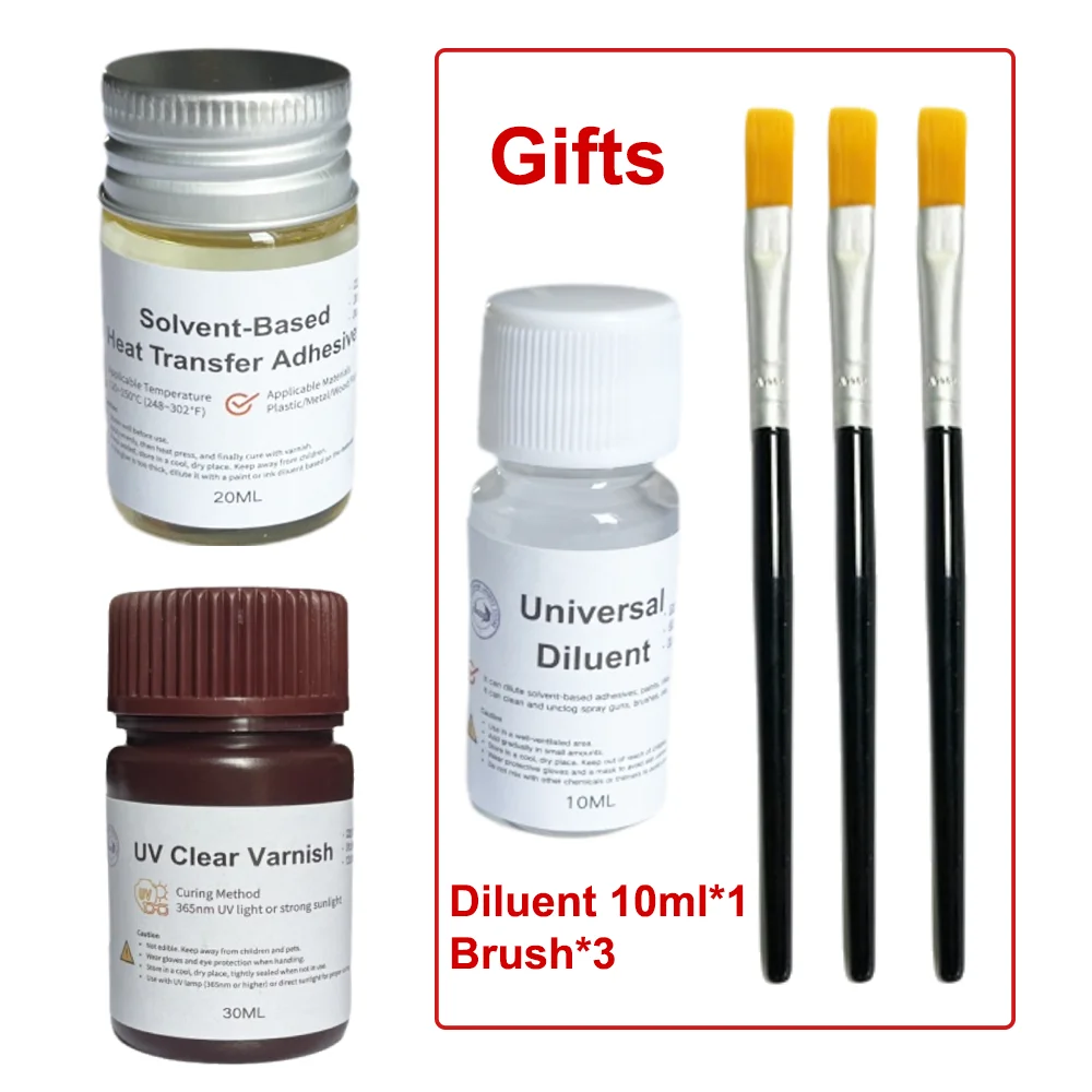 Heat Transfer Set Adhesive for Hot Stamping Foil Fishing Lure Bait Lures Glue Thermal Resin Epoxy UV Varnish and Diluent Thinner