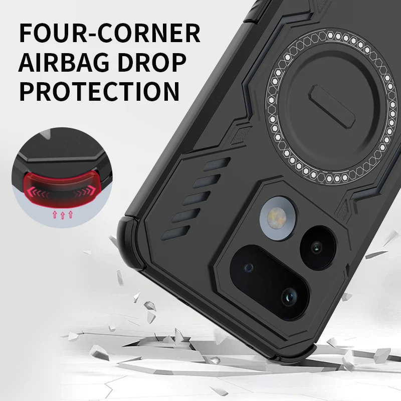 Armor Magnetic Case with Heat Dissipation and Wireless Charging - Shockproof Protective Shell