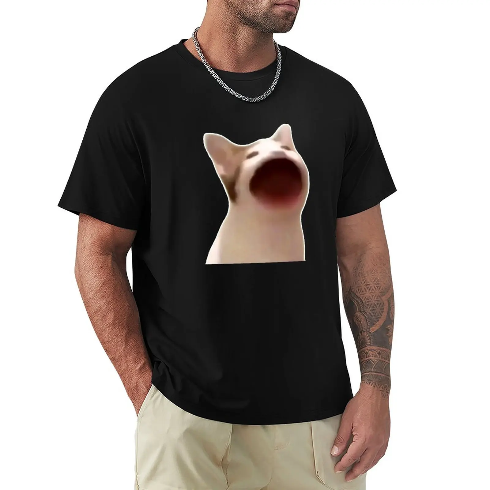 

popping cat T-Shirt oversized t shirts korean fashion summer clothes men graphic t shirts