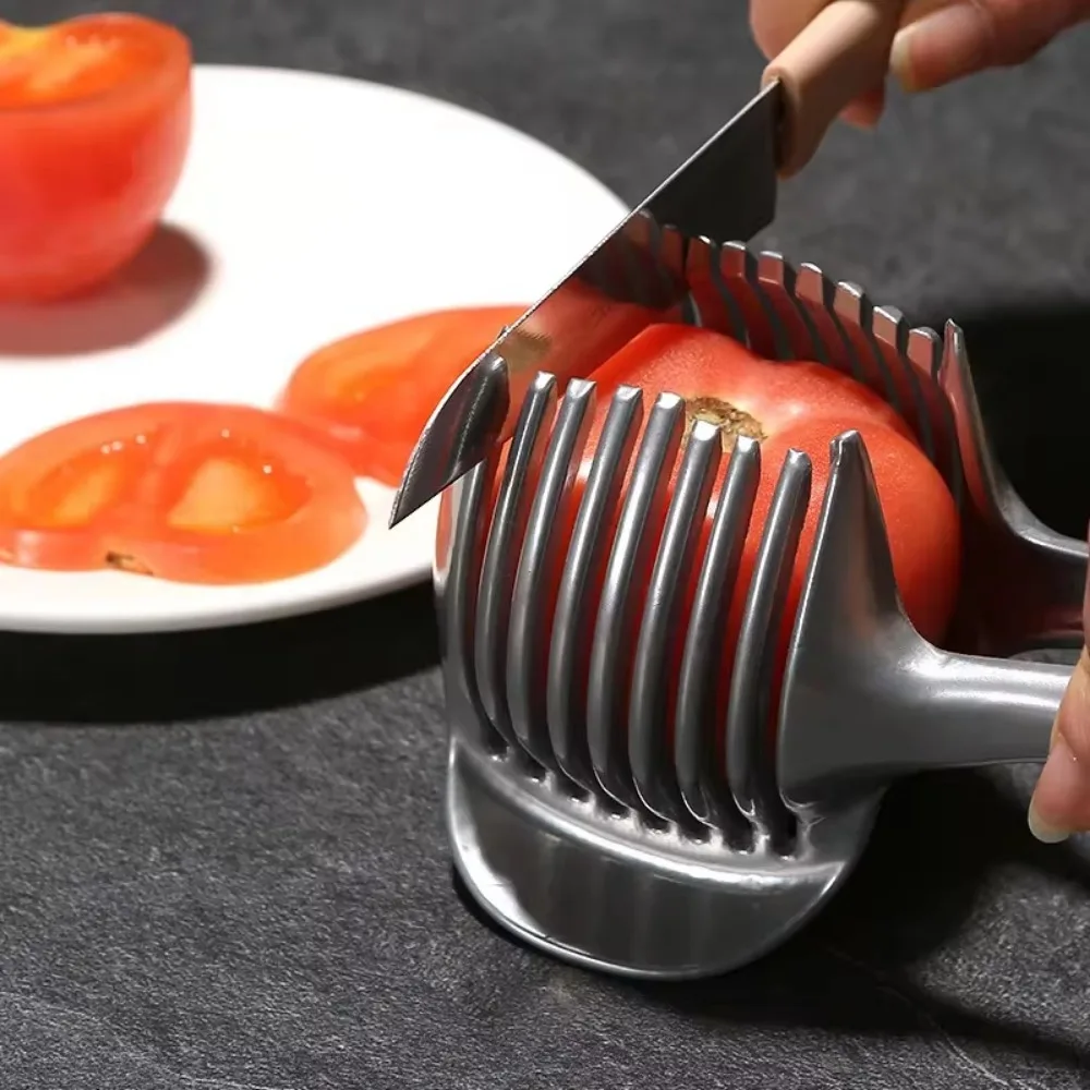 1pc Aluminum Alloy Kitchen Handheld Orange Lemon Slicer Tomato Cutting Clip Fruit Slicer Onion Kitchen Item Items