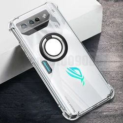Shockproof Ring Holder Case for Rog Phone7 Ultimate (Clear Black Ring)