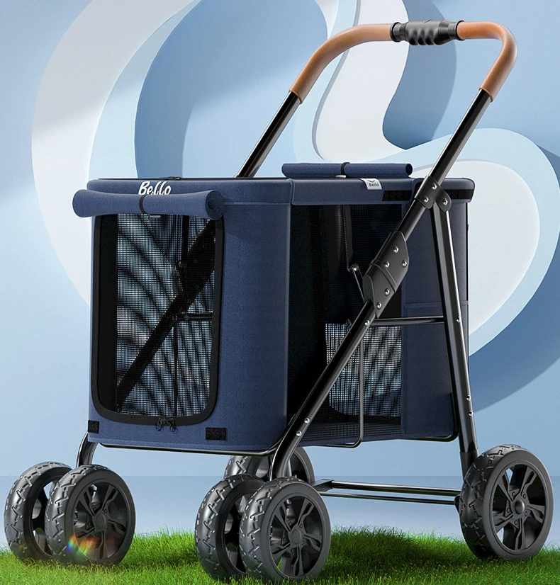 

Outdoor Breathable Dog Stroller Lightweight Foldable Pet Transporter Large Space Walking Pet Cart For Travel Bearing