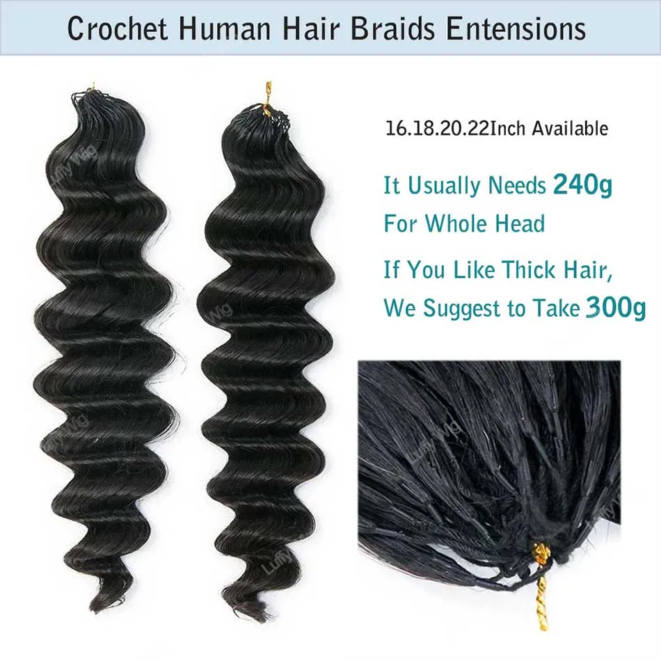 Pre Separated Crochet Braids Human Hair Extensions Deep Wave Burmese Remy Hair Bundles With Loop Knotless For Braiding Curly 3