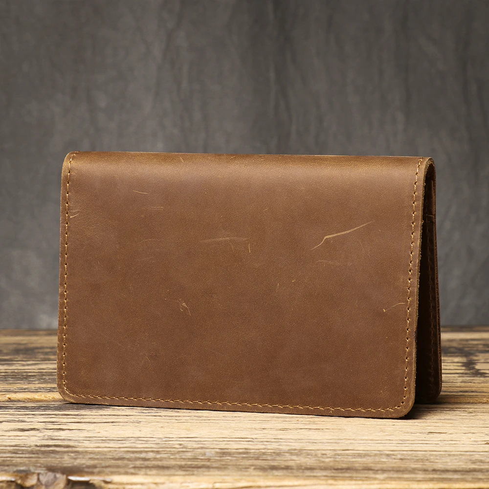 ROOG Men's Cowhide Document Package Crazy Horse Leather Passport Baotou Layer Cattle Pickup Bag Card Holder card holder