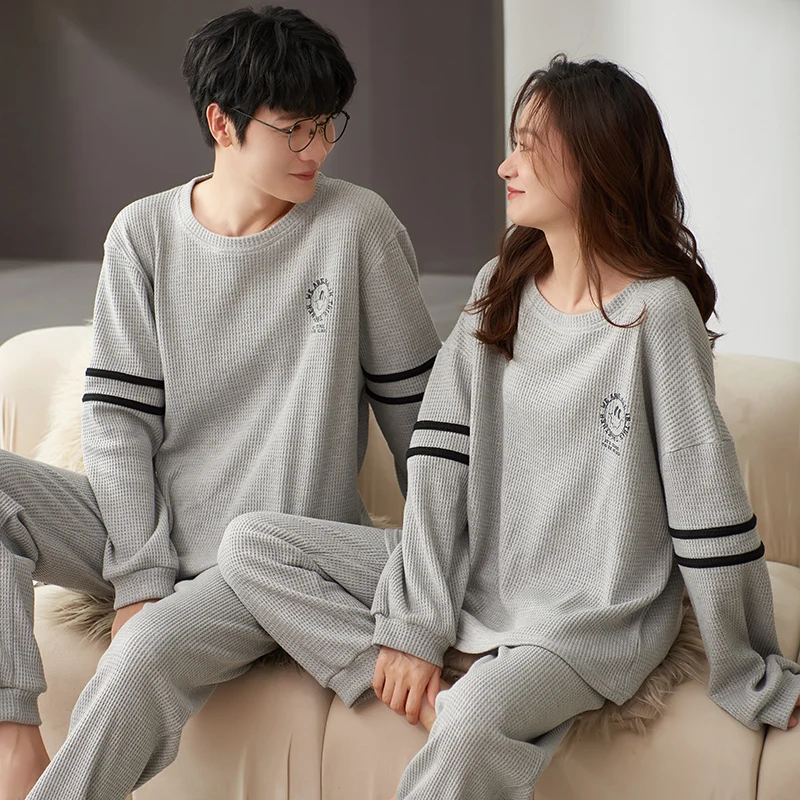 Spring Autumn New Cotton Couple Long-sleeved Men's Pyjamas Pajamas Set Casual Male Sleepwear Pyjamas Night Pijamas 3XL Homewear