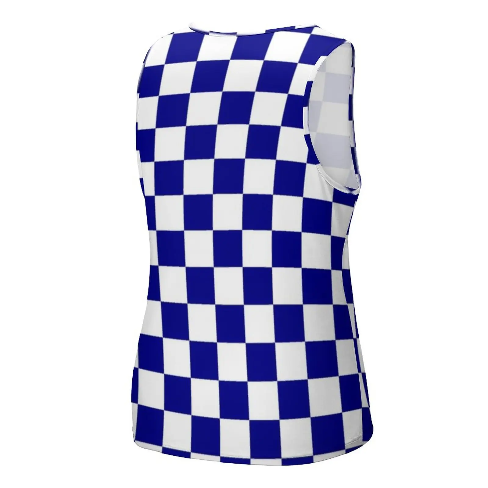 Blue And White Checkerboard Tank Top Men Racing Flag