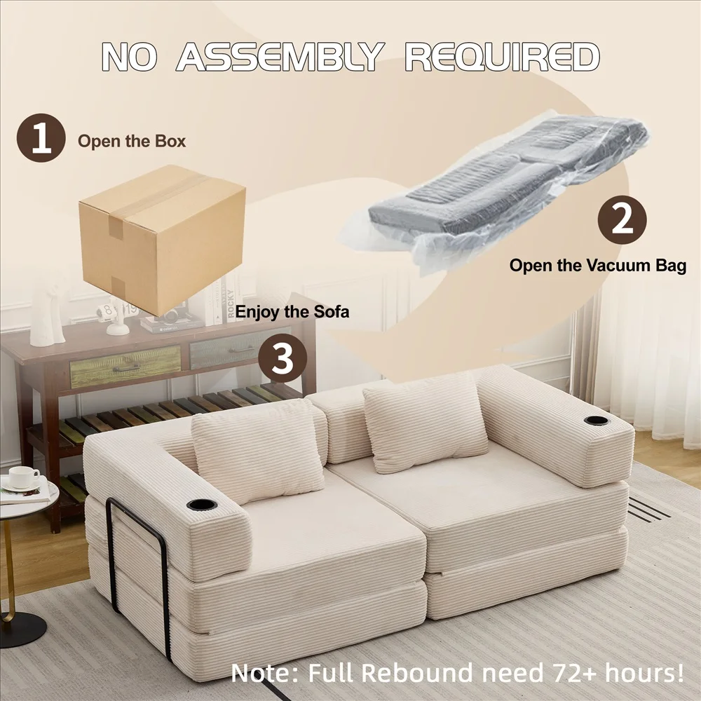 Luxuriöses Cord-Modulsofa Moderne Frei Kombinierbare Wandelbare Eckcouch mit Getränkehaltern Komfortable Tiefe Sitzfläche – Detail 21