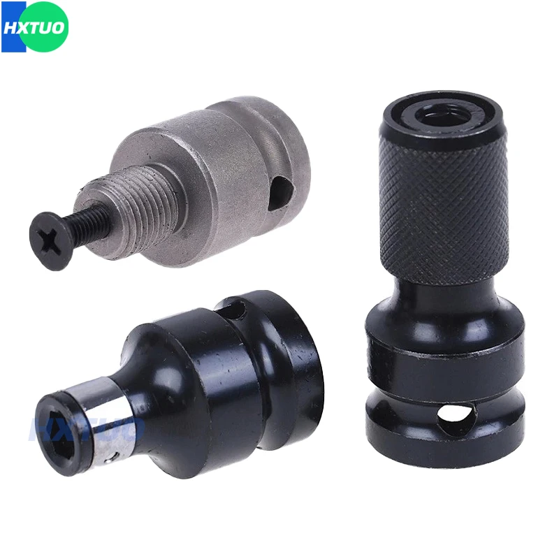 3Pcs Drill Chuck Adaptor With Screw 1/2&quot Square To 1/4&quot Hex Socket Adapter Converter For Impact Wrench |