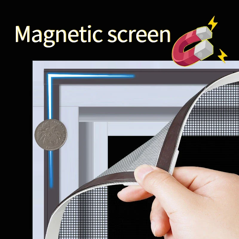 

magnetic screen door mosquito net Magnetic Window Screen Tulle Mesh Stealth Customize DIY Mesh Curtain Removable Washable