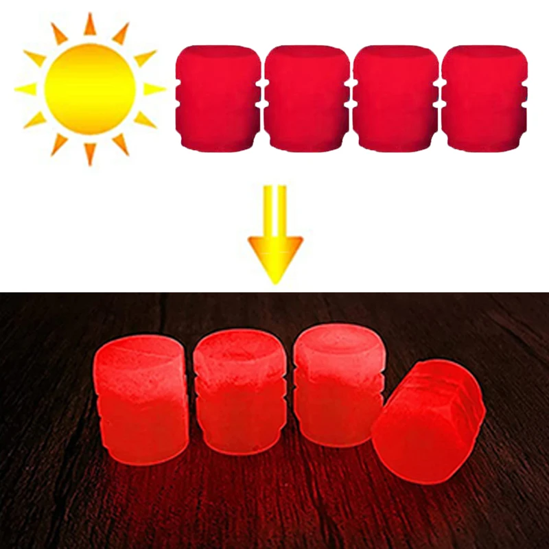 Luminous Valve Caps Fluorescent Red Night Glowing Car Motorcycle Bicycle Wheel Styling Tyre Hub Universal Cap Decor 20Pcs