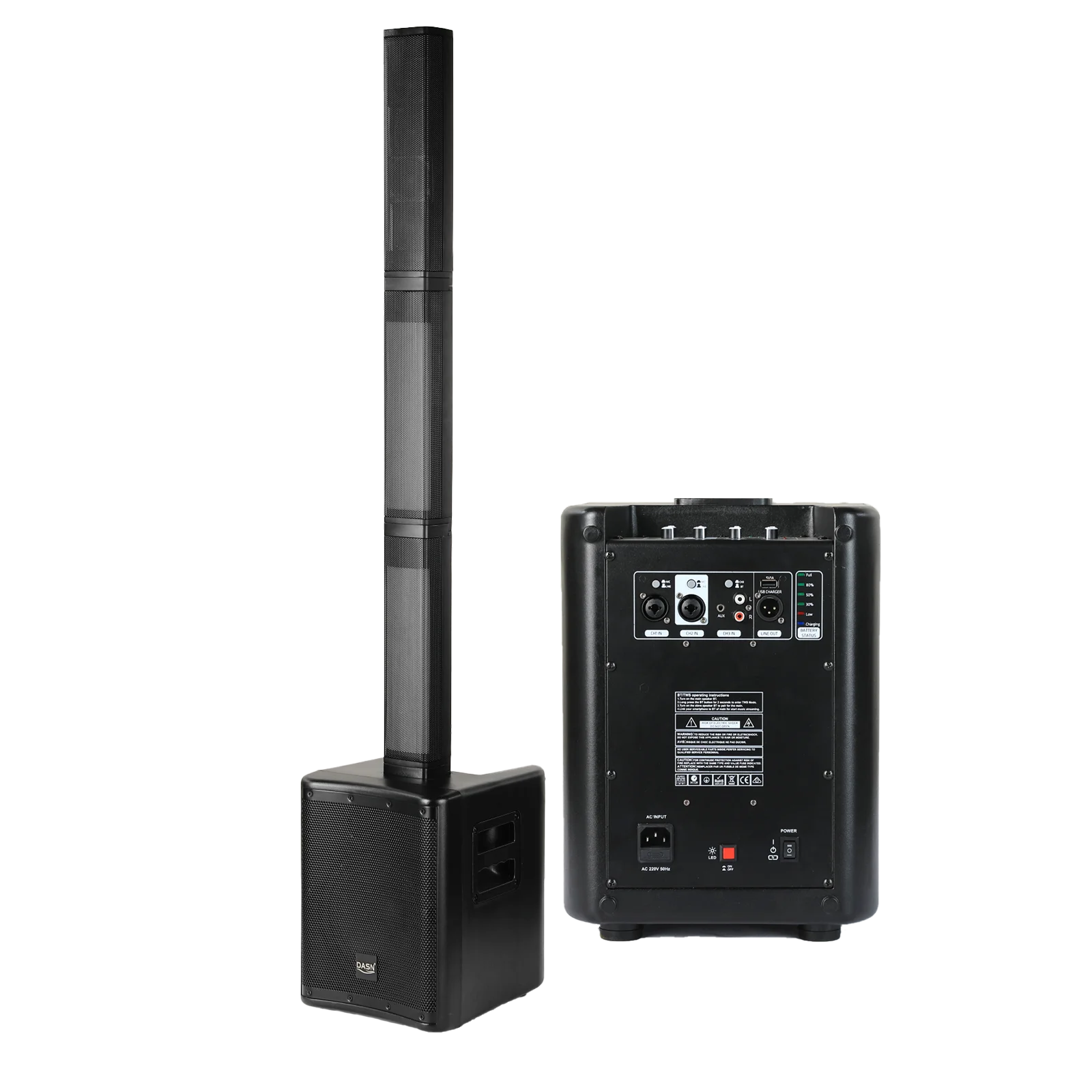B10 800W Power Class D Rechargeable Active Column Battery Speakers Indoor Party Band With LED Plastic Audio PRO PA System