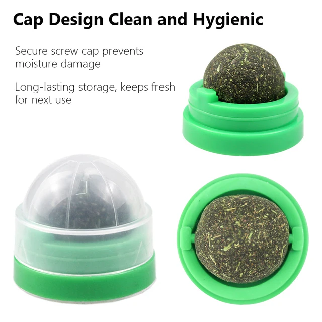 Spinning Catnip Mint Ball for Cats, Interactive Dental Care Chew Toy with Natural Catnip, Hairball Control Kitten Cat Toys 5