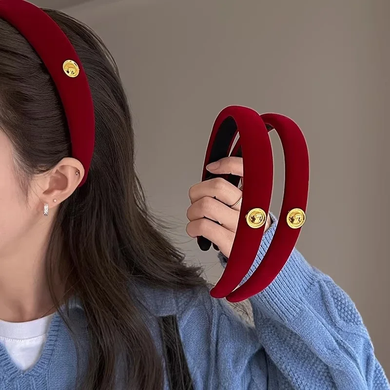 Festive Red Velvet Hairband and Scrunchie Set - Elegant Accessories