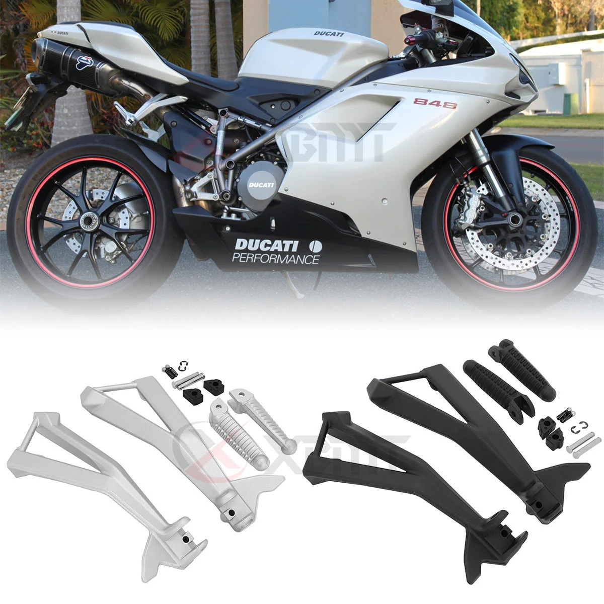Moto Pedane Poggiapiedi Brackest Posteriore Per Ducati Passeggero 848 2008 Evo/Corse 2012-2013 1098/S 2007-2008 1198/S 2010-2011