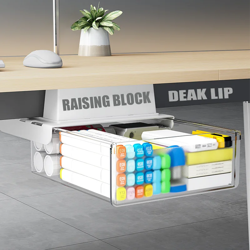 

Hidden Undertable Drawer Storage Self Adhesive Drawer Office Organizer Desk Accessories Under Desk Plastic Storage Box Drawer