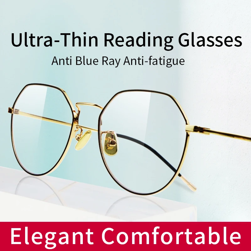 

Ultra-Thin Reading Glasses Blue Light Blocking for Women,Magnifying Presbyopic Eyeglasses, Anti Glare UV Filter Eyeglasses