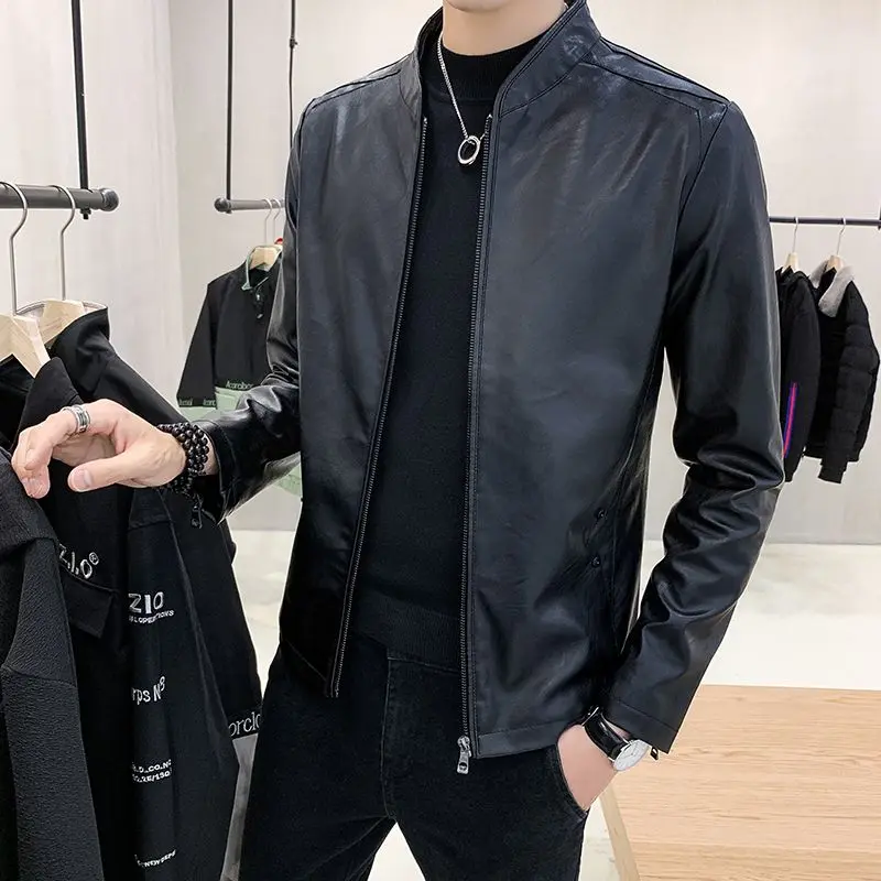 

Golf Wear 2023 Winter New Thickened Oversized Casual Golf Leather Jacket Short Warm PU Leather Top Men's Golf Clothes 겨울골프웨어 남성