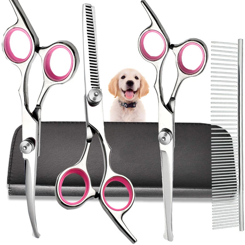 Pet Grooming Scissors Round Head Professional Stainless Steel Dog Hair Scissors Pet Professional Dog Grooming Kit for Cat