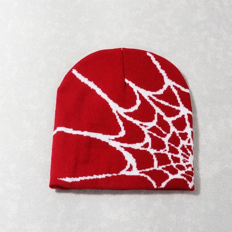 Stricken Spinnennetz Design Hut Skullies Beanies für Männer Frauen Pullover Pile Cap Y2k Goth Warme Beanie Hüte Neue Hip-hop Street Cap – Detail 18