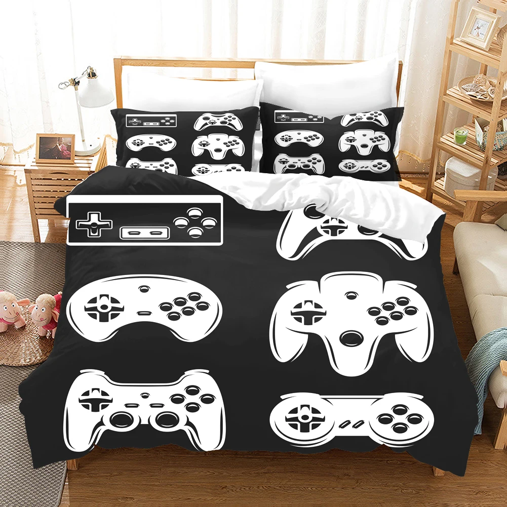  Comforter Set Queen Size, Game Gamer Vintage Gaming Bedding Set  for Kids and Adults Bedroom Decor, Kids Video Controller Comforter Set and  2 Pillow Cases : Home & Kitchen