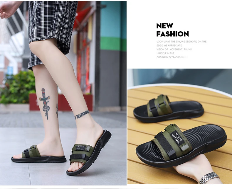 Summer New Men's Slippers Outdoor Beach Sandals Mens Lightweight Slides Men Casual Shoes Flip-flops Home Slippers Beach Sandals
