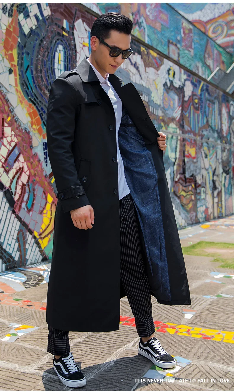 Autumn Winter Men Trench Coat Long Sleeve Daily Smart Casual