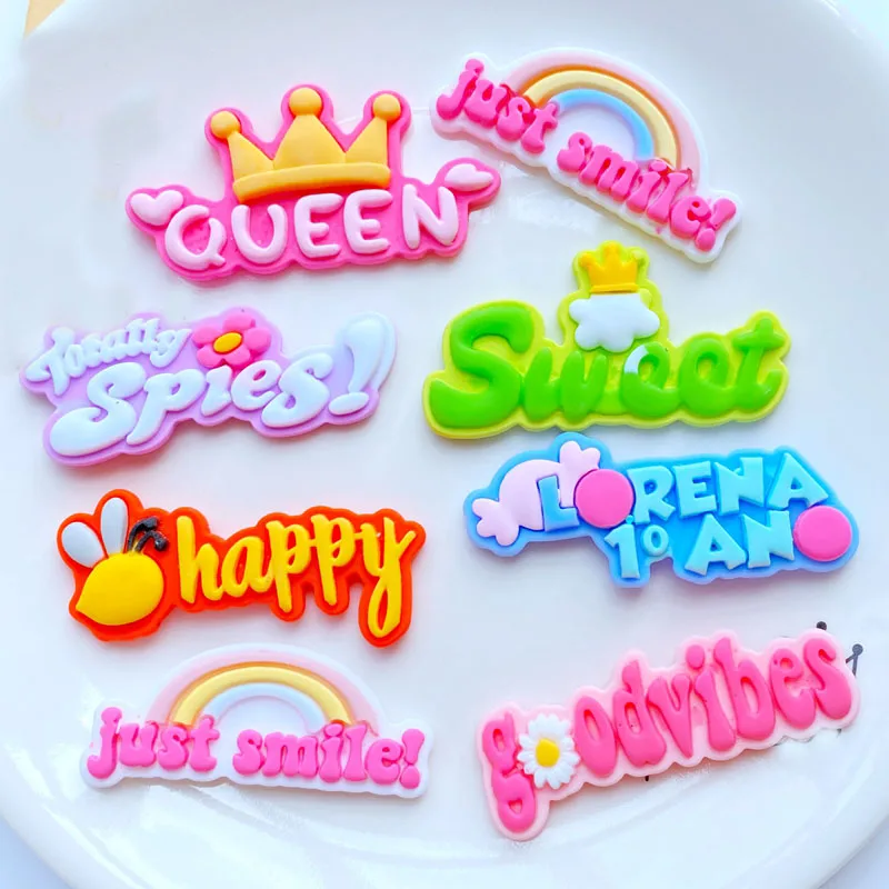 7Pcs/14pcs New Cute Cartoon Alphabet Series Resin FlatBack DIY Scrapbook Embellishment Phone Craft Decoration