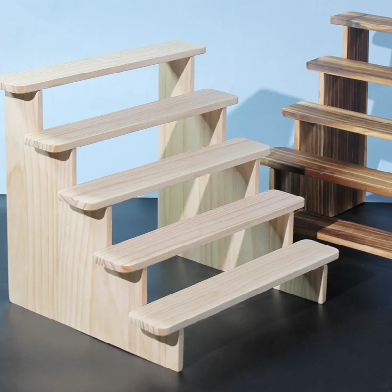 Pure  Wood Display Stand Storage Ra Desktop Figurine Bubble Mat Doll Meat een Plant Multi-layer Staircase Ra