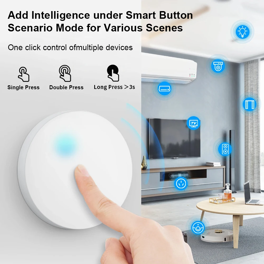 Smart Zigbee Button Scene Switch Voice Control Tuya Wireless Button Smart Life A