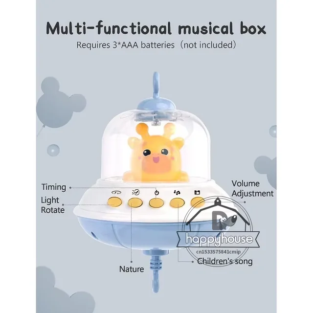 Mobile musical CPull pour bébé avec lumières, projection itude pour nourrissons, jouets télécommandés pour nouveau-nés 3